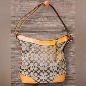 👜 Coach Signature Hobo Bag | Brown Canvas & Tan Leather | Adjustable Strap